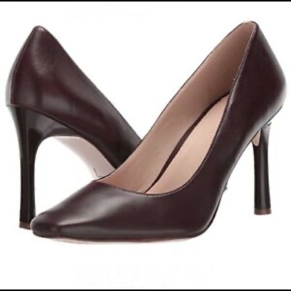 Naturalizer 27 Edit Women Paisley Brown Bordeaux Leather Square Toe Pump